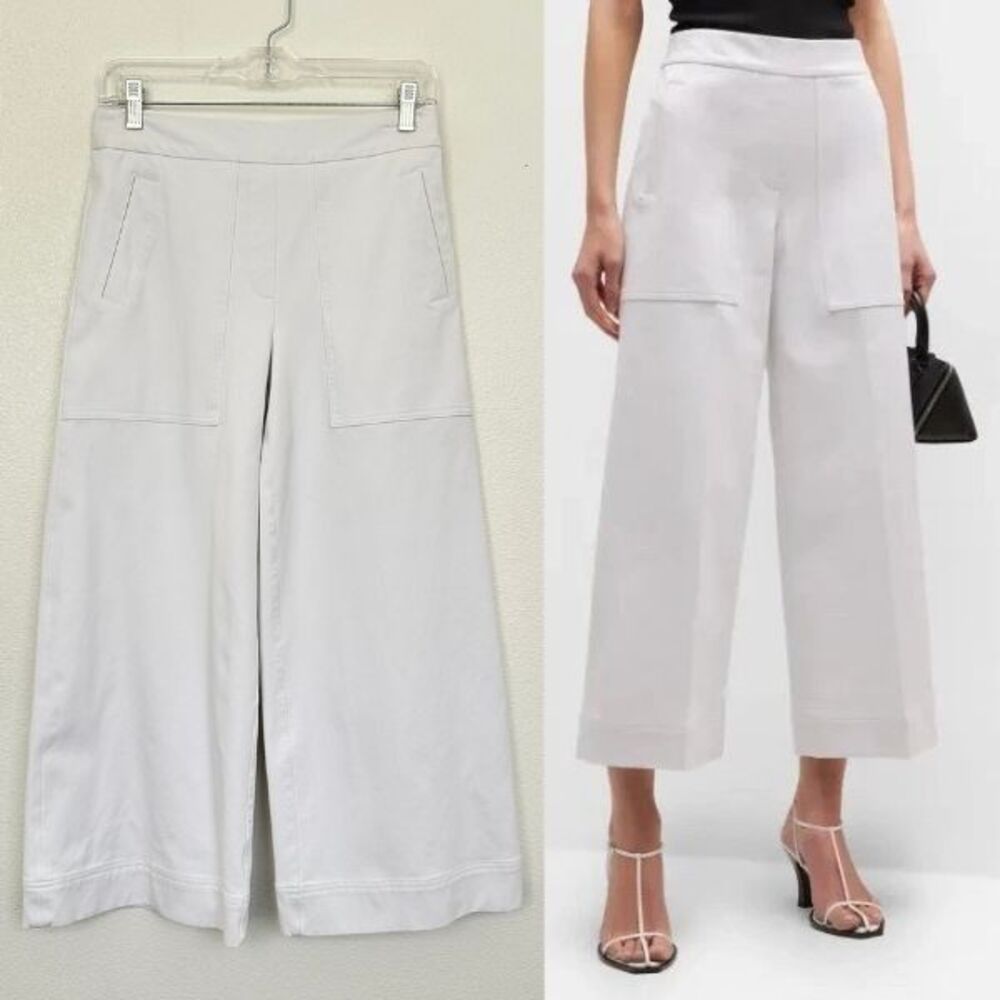 Spanx On-The-Go Wide Leg Pants White Crop Stretch Workwear School Women's Small
